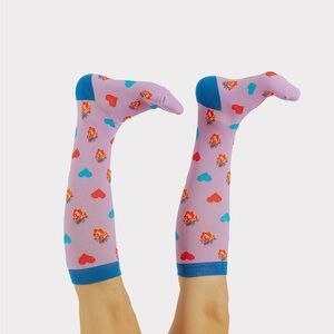 New Clove Compression Socks Teal & Purple Hearts Size Large